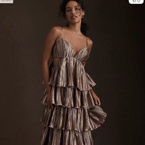 BHLDN by Carly Cushnie Brenna Tiered Pleated V-Neck Cutout Midi Dress